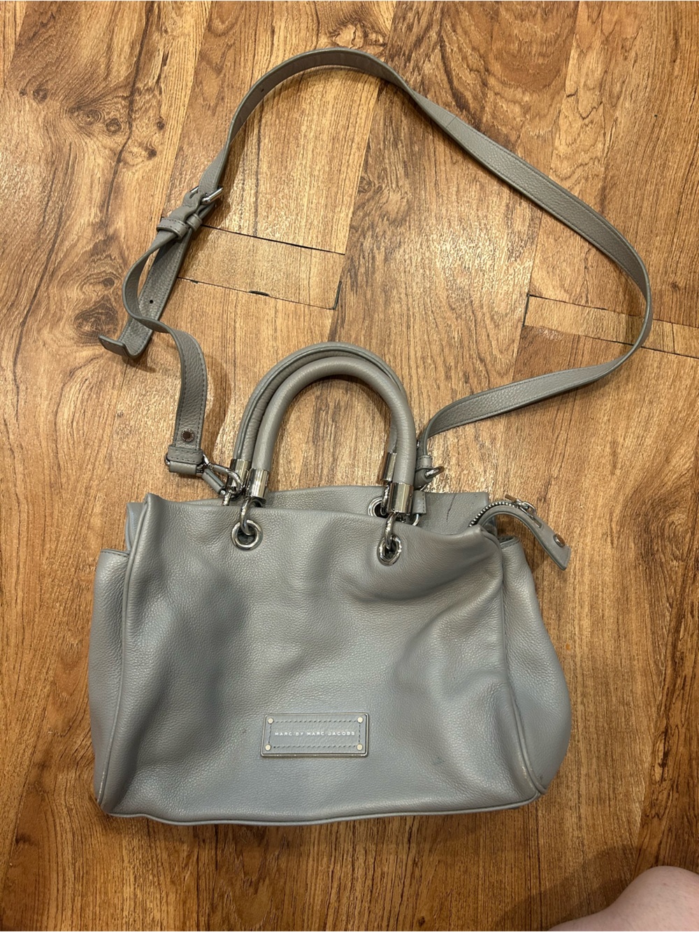 Marc by Marc Jacobs Gray Leather Satchel with Crossbody Strap